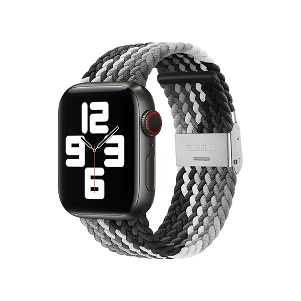 Apple Watch (38/40/SE/41/42mm) - Deluxe&trade; Woven Flettet Loop Rem - Sort/Grå