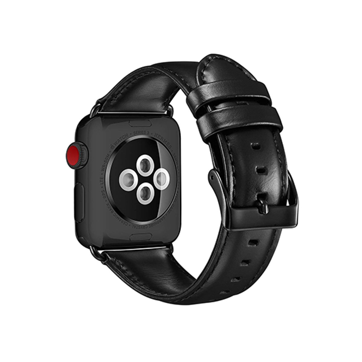 Apple Watch (38/40/SE/41/42mm) - ICECASE&trade; Retro Ægte Læder Urrem - Sort