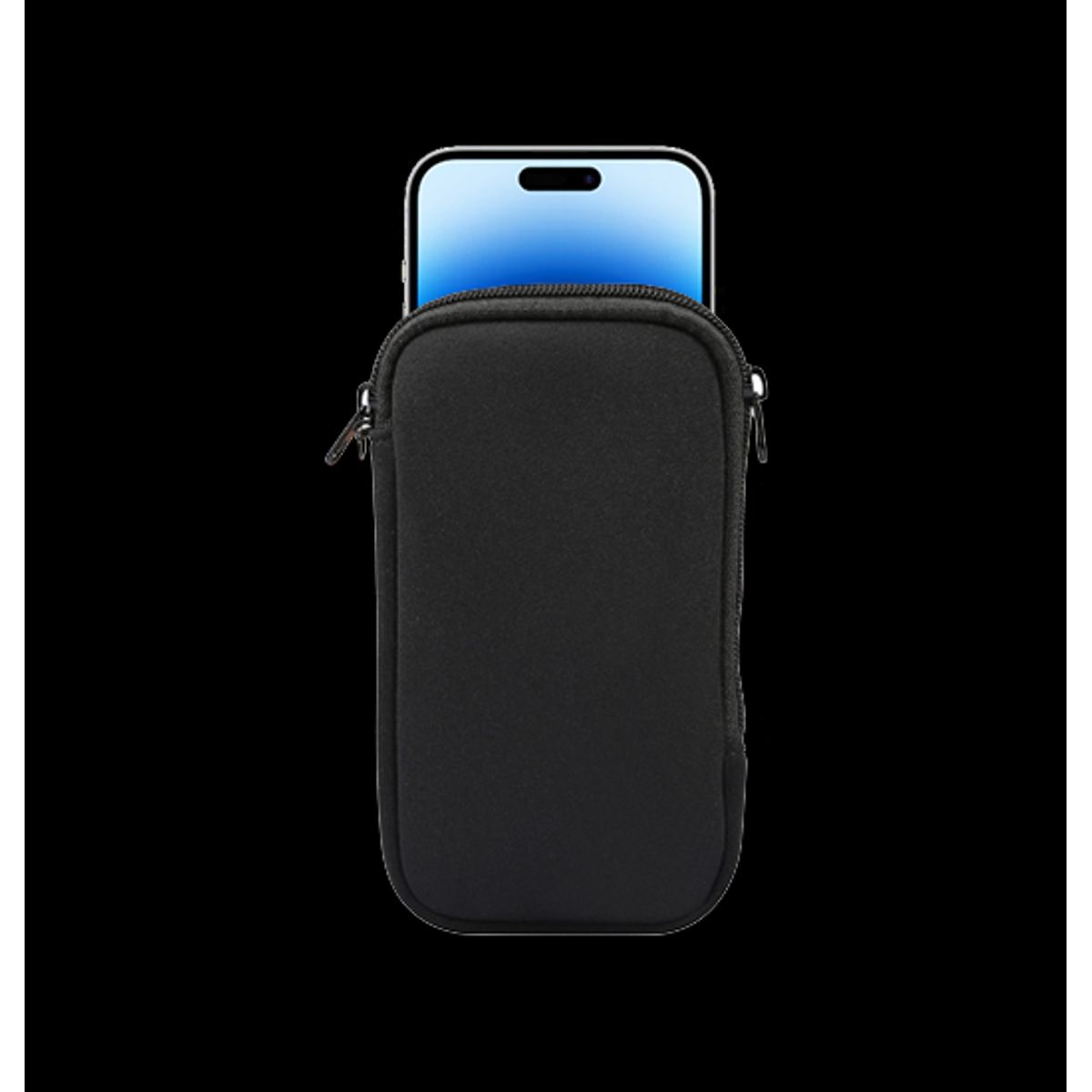 iPhone 14 Pro Max - Simple Nylon Sleeve Etui M. Lynlås - Jet Black