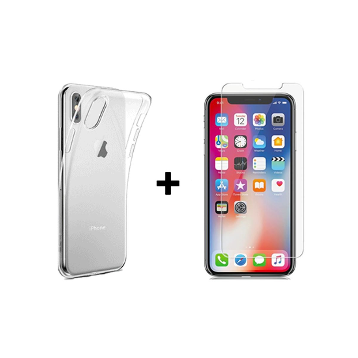 iPhone XS Max - Sikkerhedssæt - Beskyttelsesglas + Silikone Cover