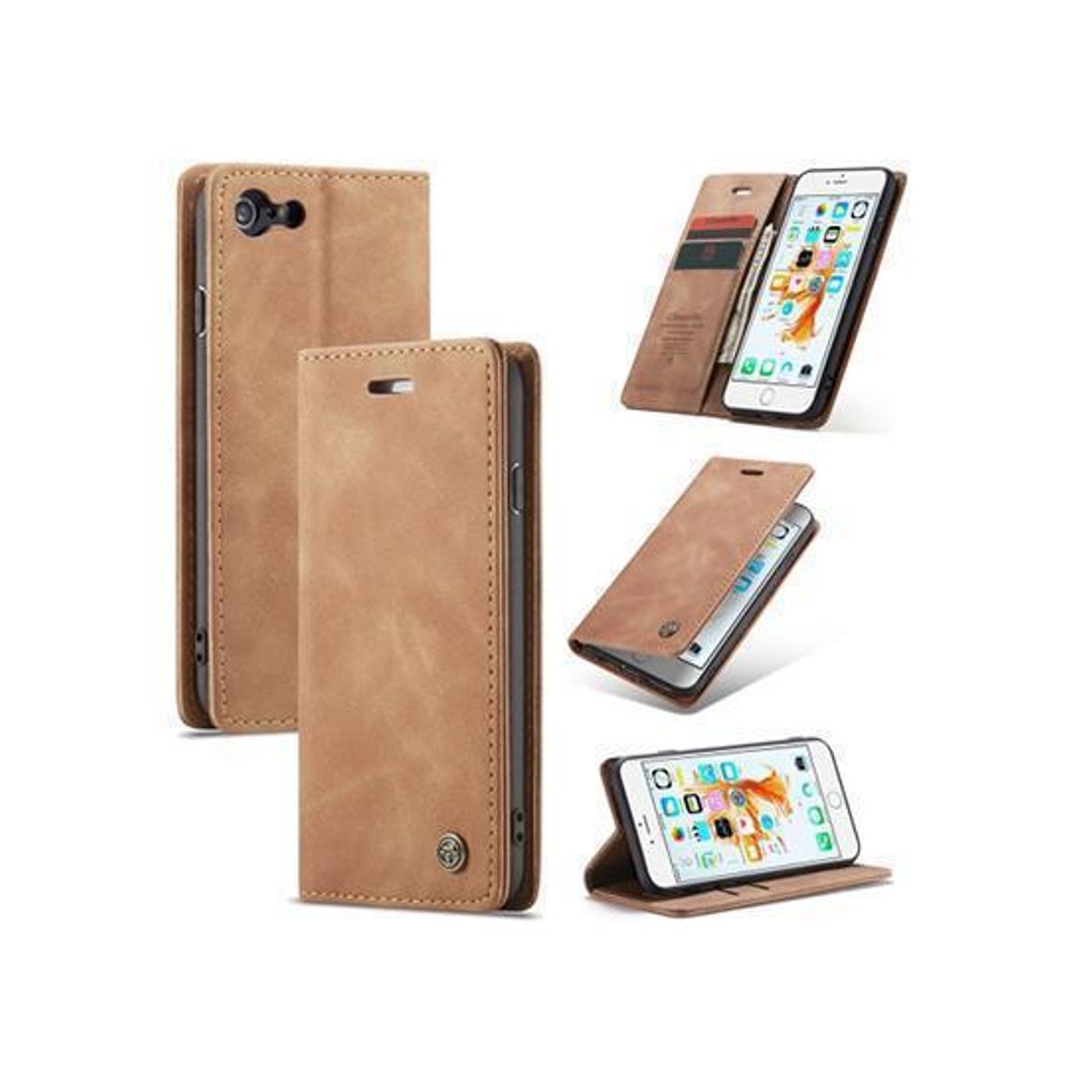 iPhone 6/6s Plus - CaseMe&trade; Noble Læder Etui / Pung - Brun