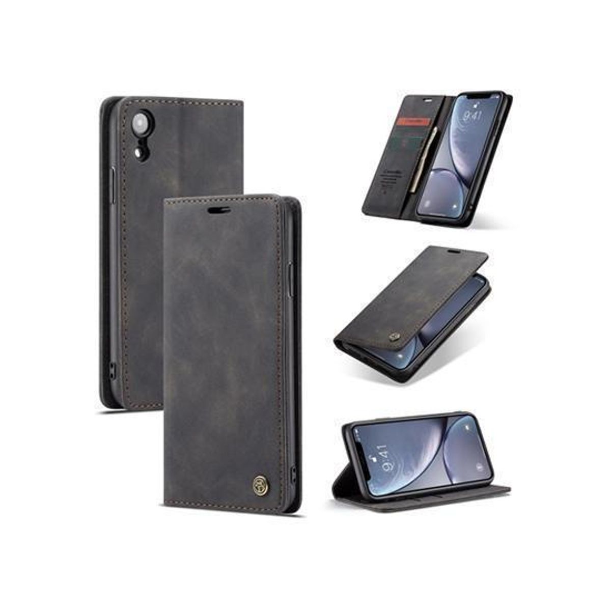 iPhone XR - CaseMe&trade; Noble Læder Etui / Pung - Sort