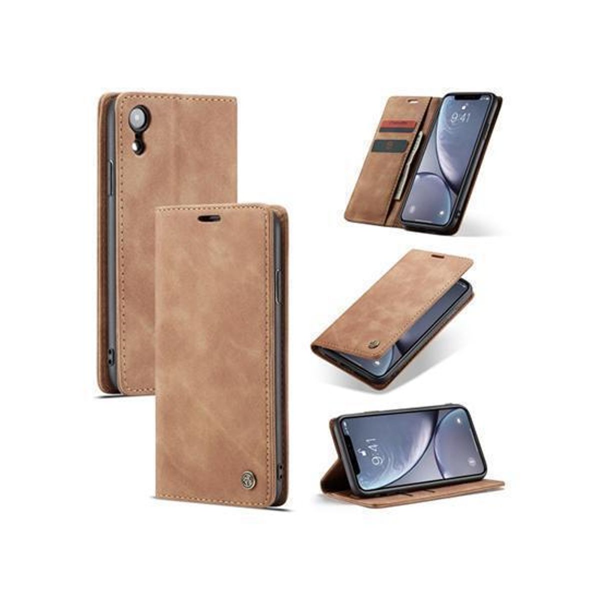 iPhone XR - CaseMe&trade; Noble Læder Etui / Pung - Brun