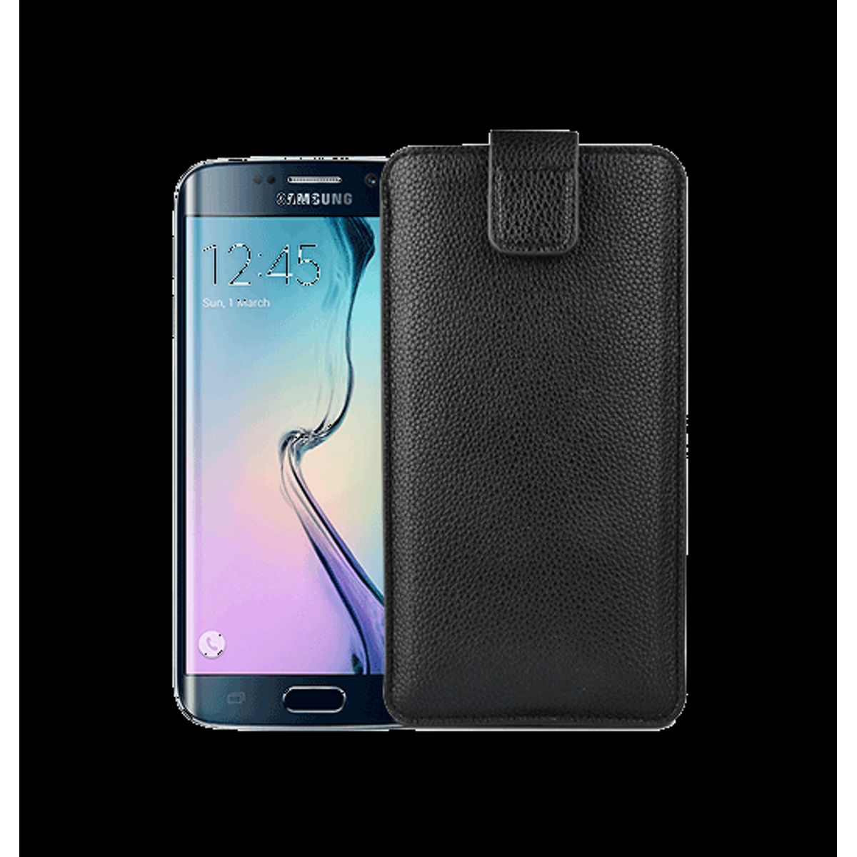 Samsung Galaxy S7 Edge - Verona Læder Sleeve M. Lukning - Black Onyx