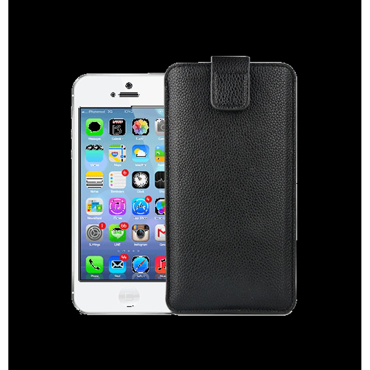 iPhone 5/5s/SE - Verona Læder Sleeve M. Lukning - Black Onyx