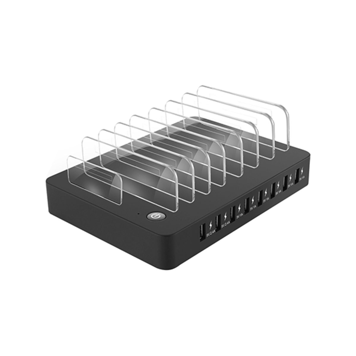 LUX&trade; | Multi USB-A Ladestation til 8 Enheder QC3.0 - 50W - Sort