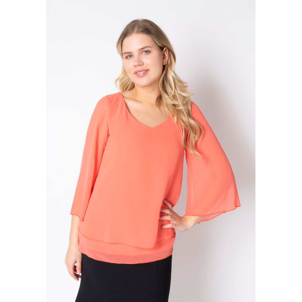 Elcamma - Coral Red - Bluse - 50