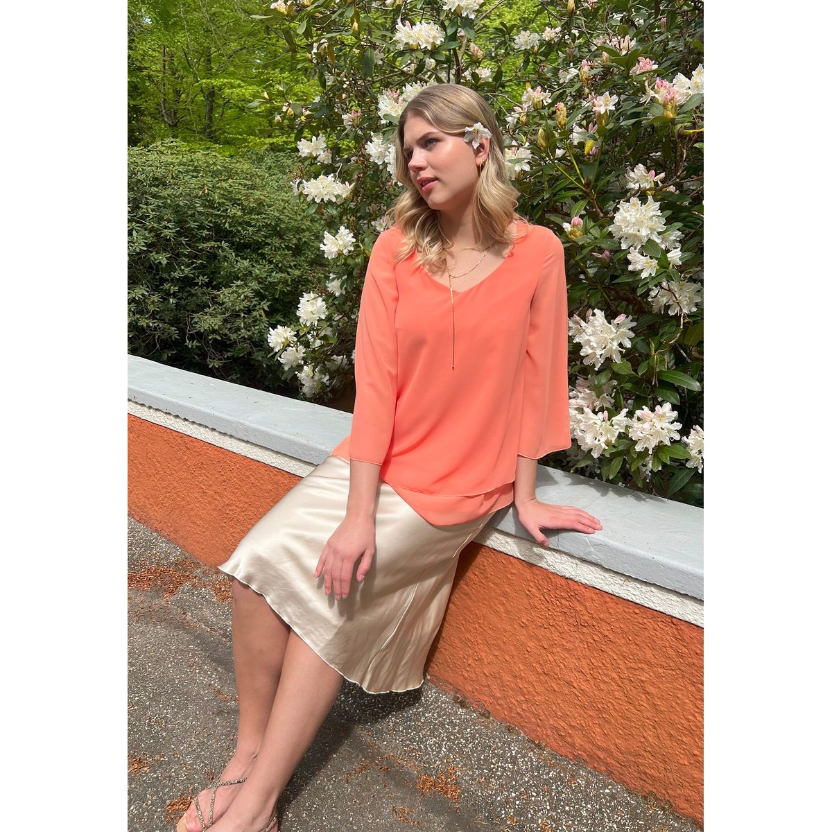 Elcamma - Pale Mandarin Orange - Bluse - 50