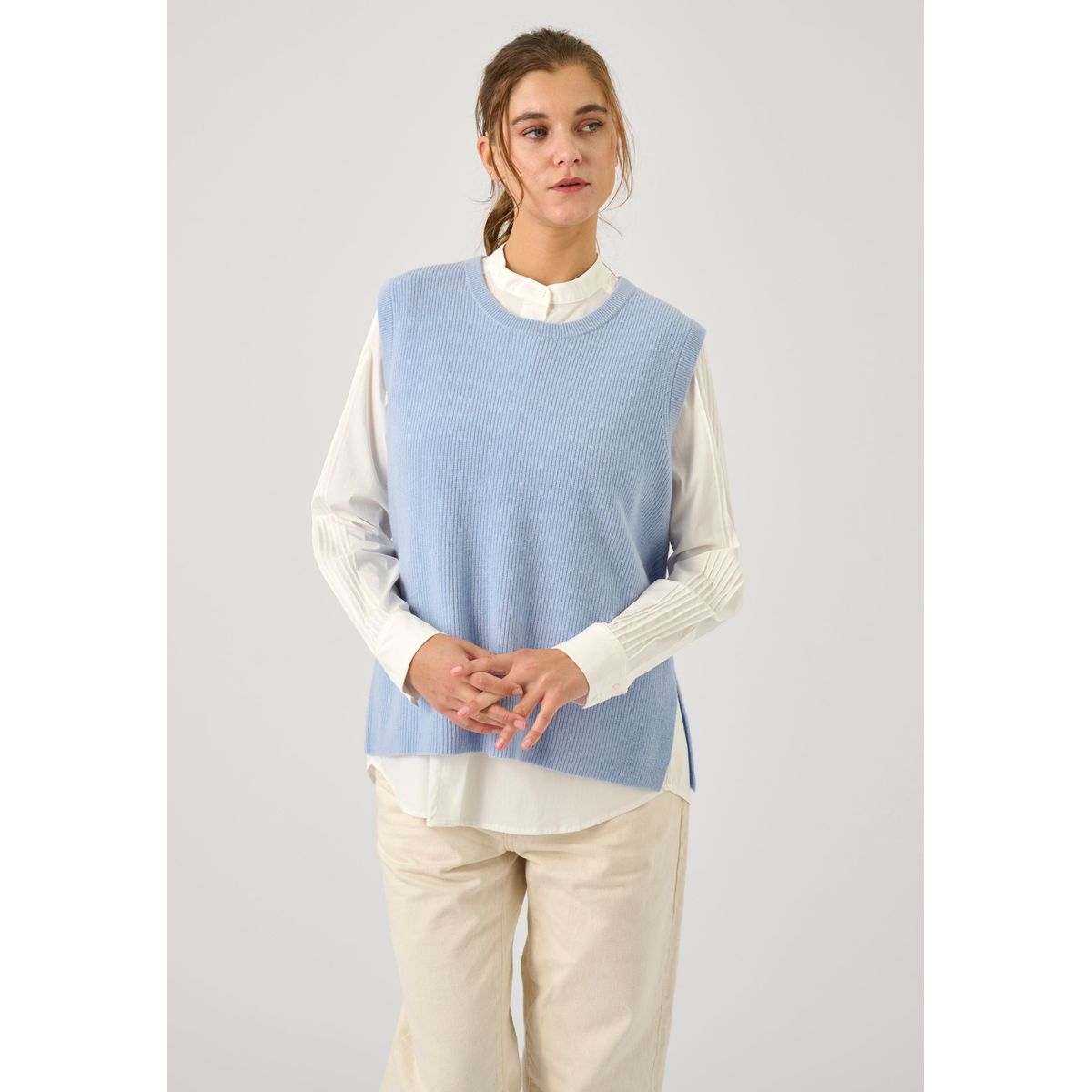 Lifika - Light Blue Melange - Bluse - S