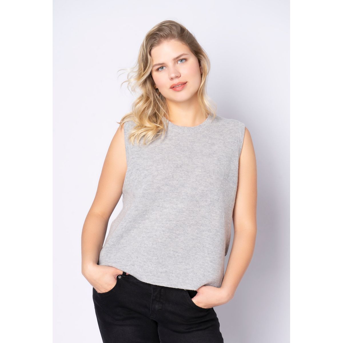 Lifika - Light Grey Melange - Bluse - S