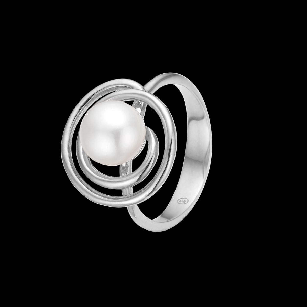 Mads Z - Swirl ring i sterling sølv med kulturperle - 2143083