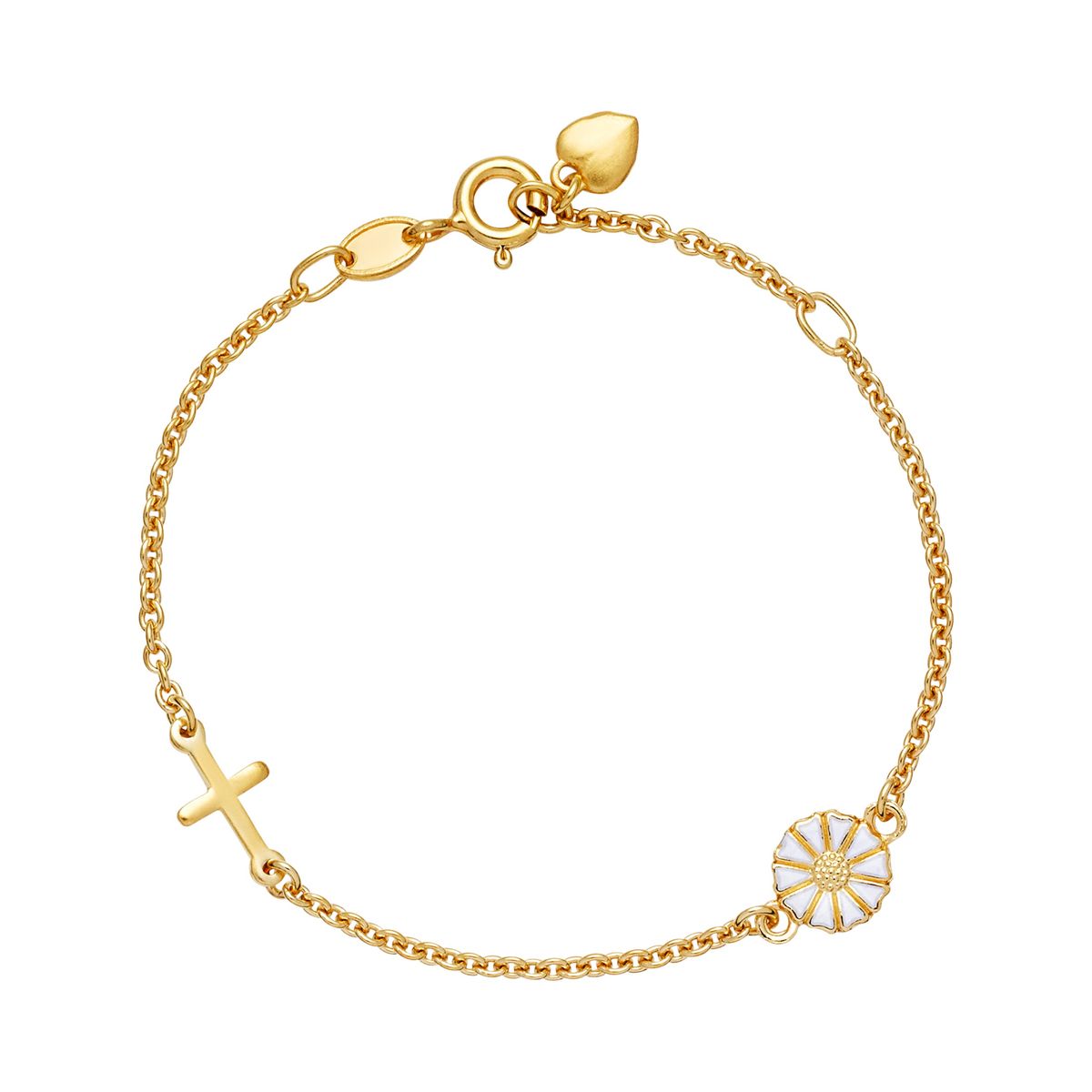 Lund Copenhagen - Marguerit armbånd med kors og hjerte - 9015054-m