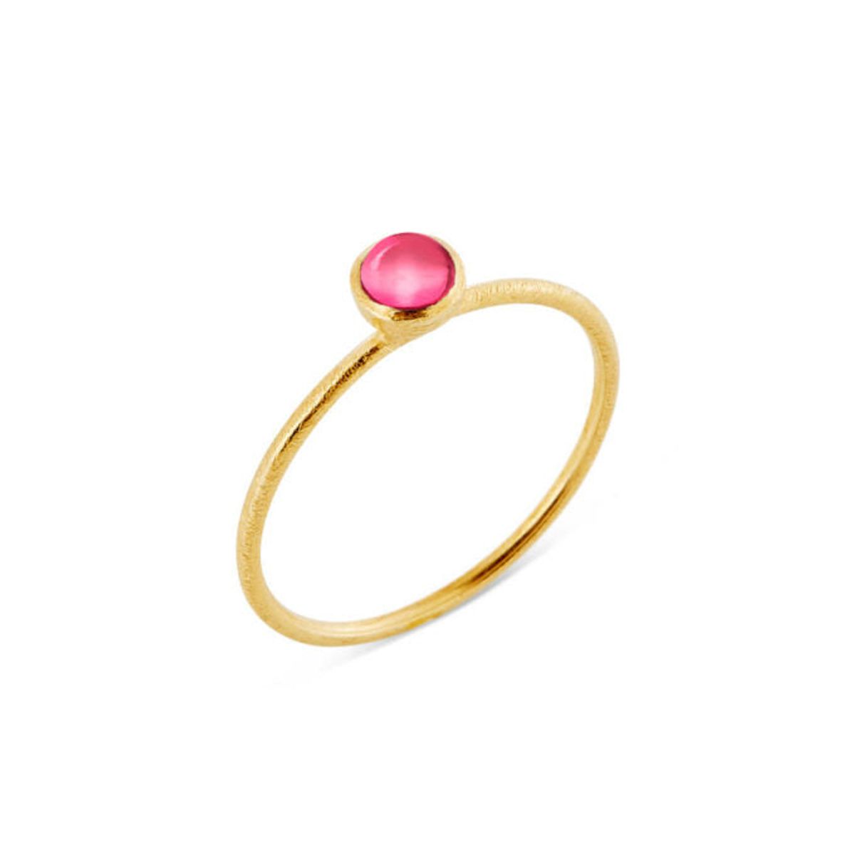 Susanne Friis Bjørner Ring - SFB - Guld belagt sølv ring med pink krystal - 1686-2-183