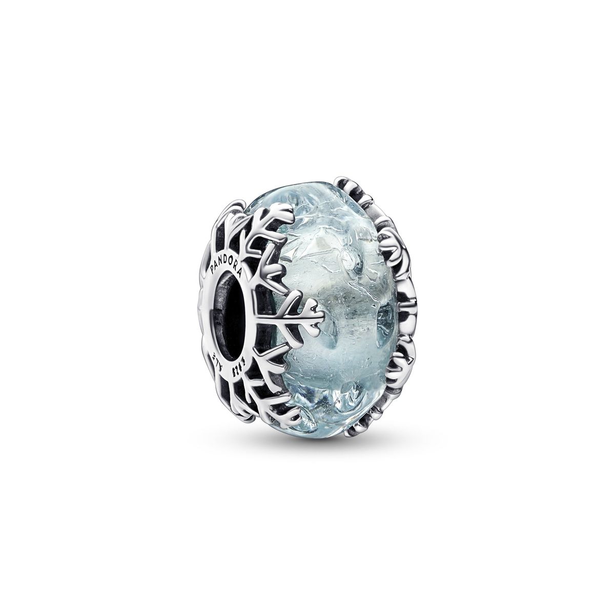 Pandora - Vinterblå Snefnug Murano glas charm - 792377c00