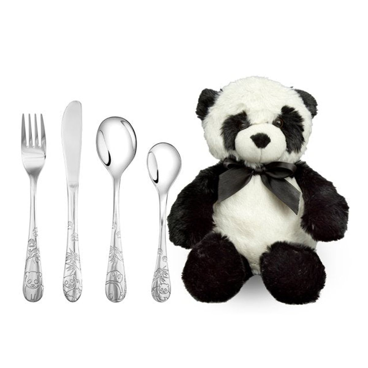 Noa Kids - Barnedåb Børnebestik - Noa Kids - Panda børnebestik med bamse - 93002527007