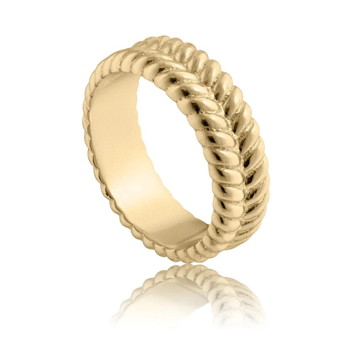 ByKjaergaard - Braided flet ring i 18 kt. guld belagt sølv - brrg2157