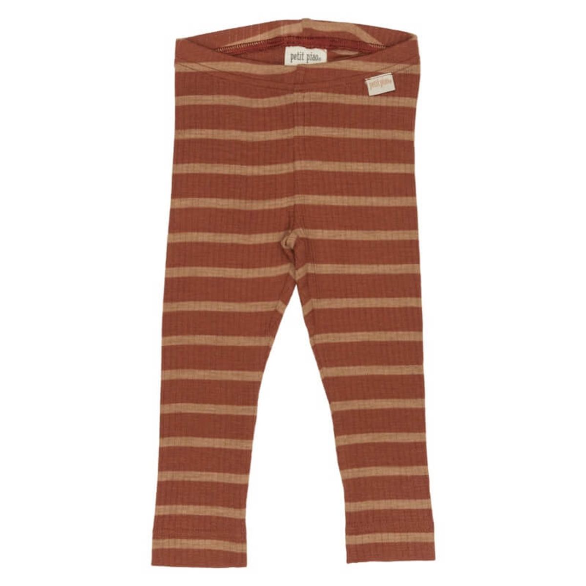 Petit Piao - Leggings Merino Wool Striped - Rust/Cream - 104