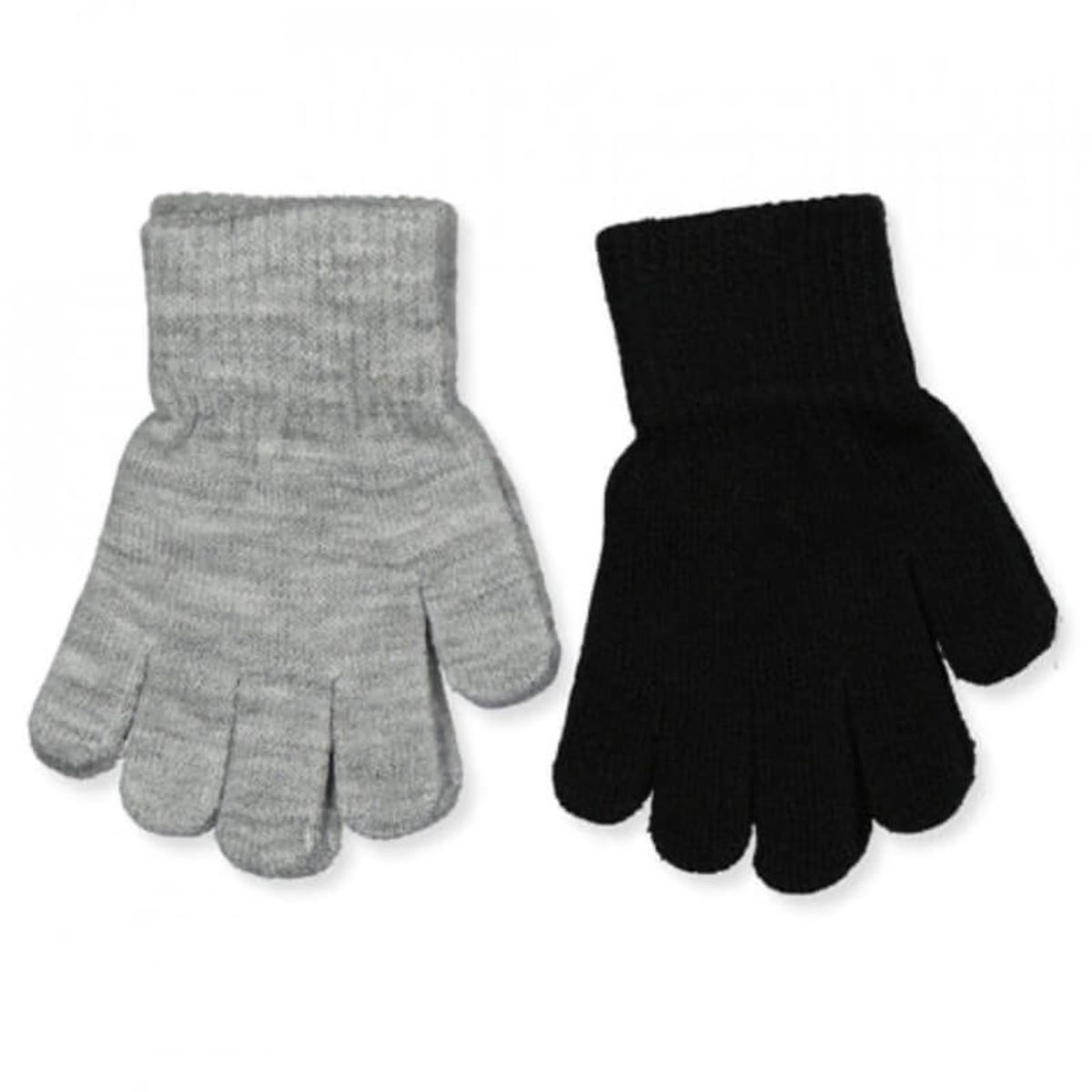 Melton - Strik handsker 2-pak - Dark grey melange - 10-14 år