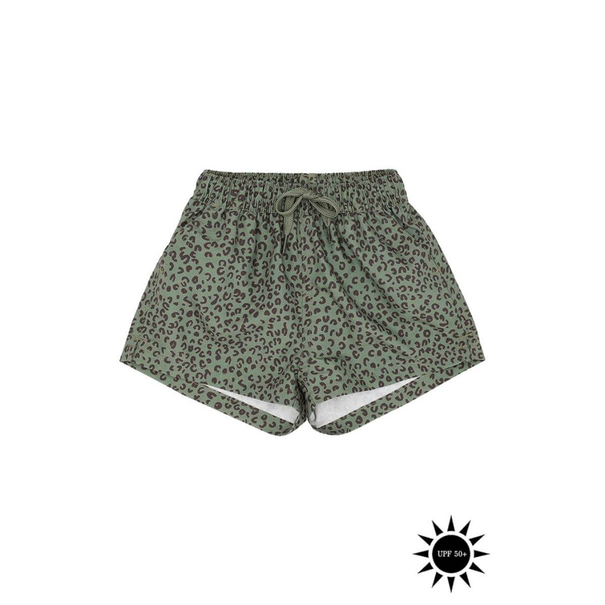 Soft Gallery - Badebukser Edison Swim Pants - Oil Green AOP Leospot - 86/18 mdr.