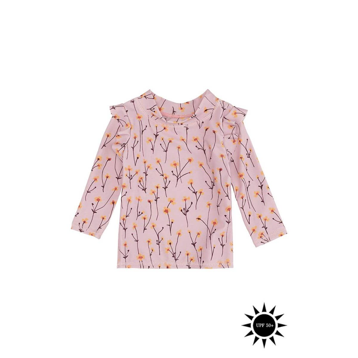 Soft Gallery - Badebluse Baby Fee Sun Shirt - Dawn Pink AOP Buttercup S - 86/18 mdr.