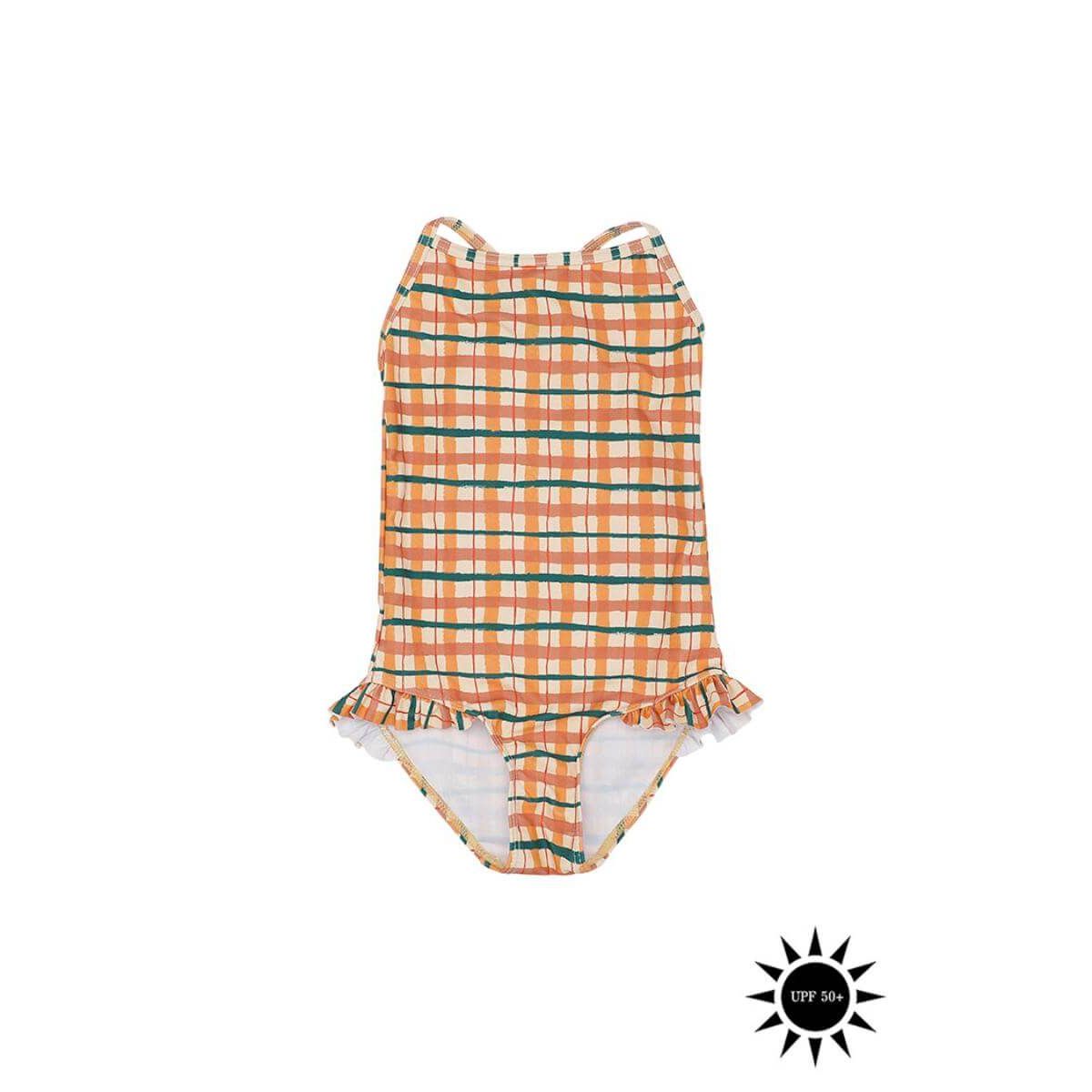 Soft Gallery - Ida Swimsuit Badedragt - Winter Wheat AOP Check - 128/8 år