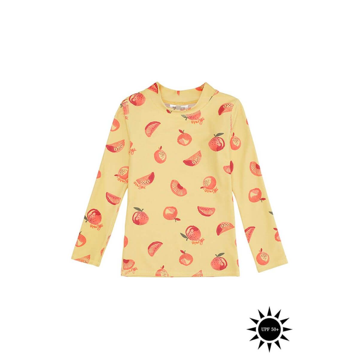 Soft Gallery - Badebluse Astin Sun Shirt - Jojoba AOP Oranges - 10 år