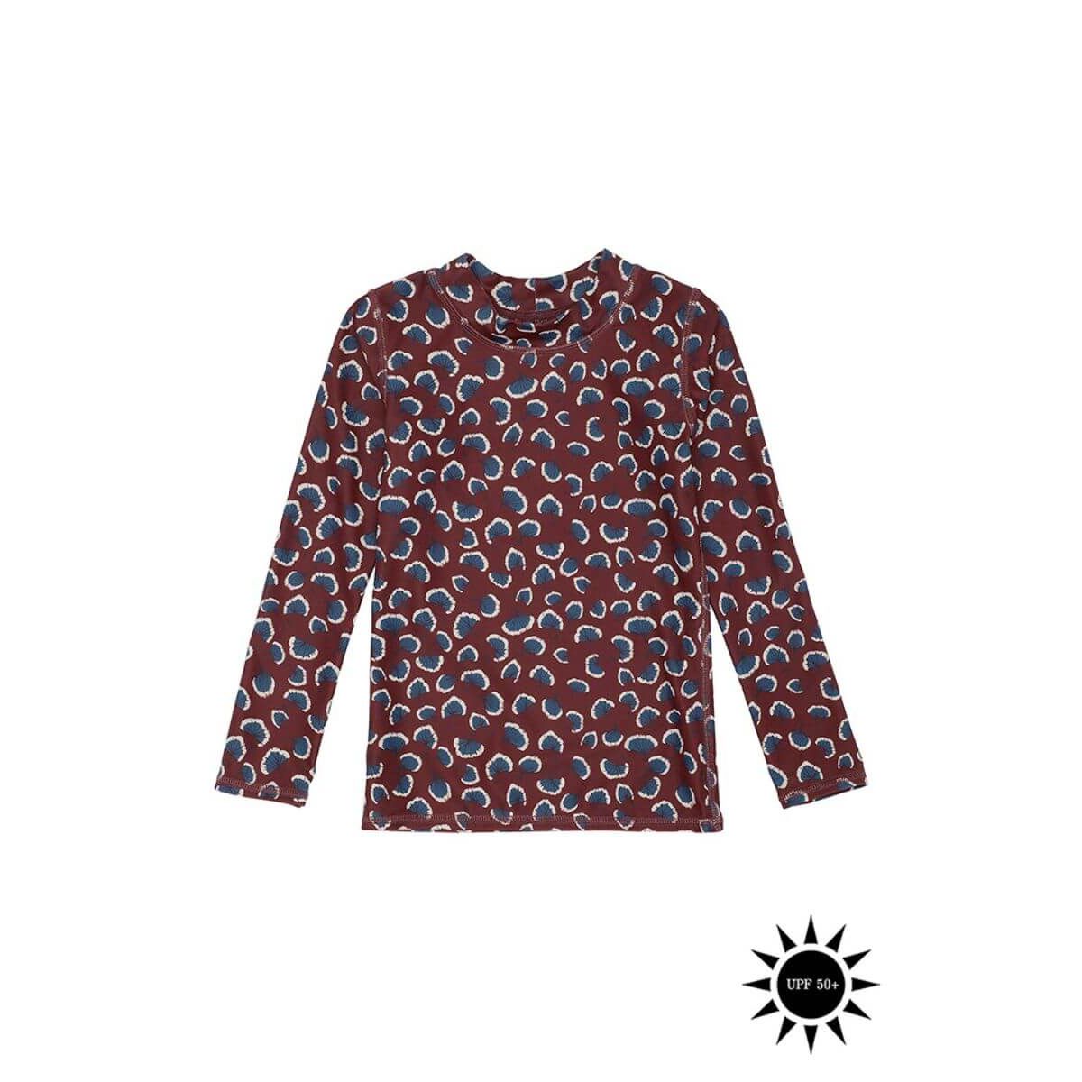 Soft Gallery - Badebluse Astin Sun Shirt - Russet Brown AOP Coral - 2 år