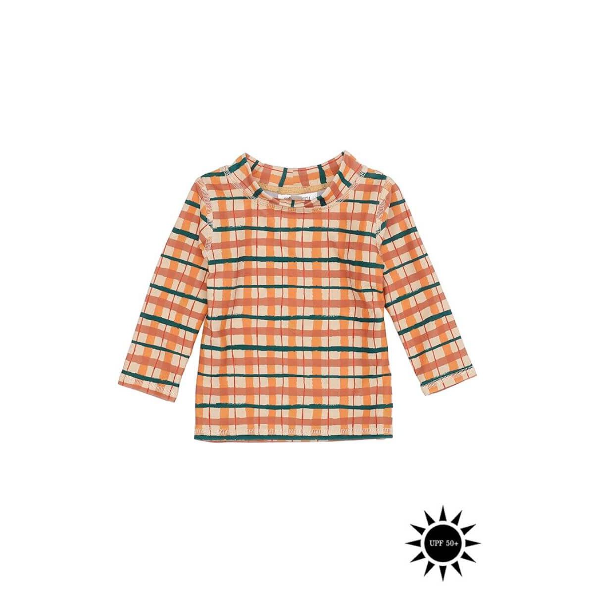 Soft Gallery - Badebluse Baby Astin Sun Shirt - Winter Wheat AOP Check - 86/18 mdr.