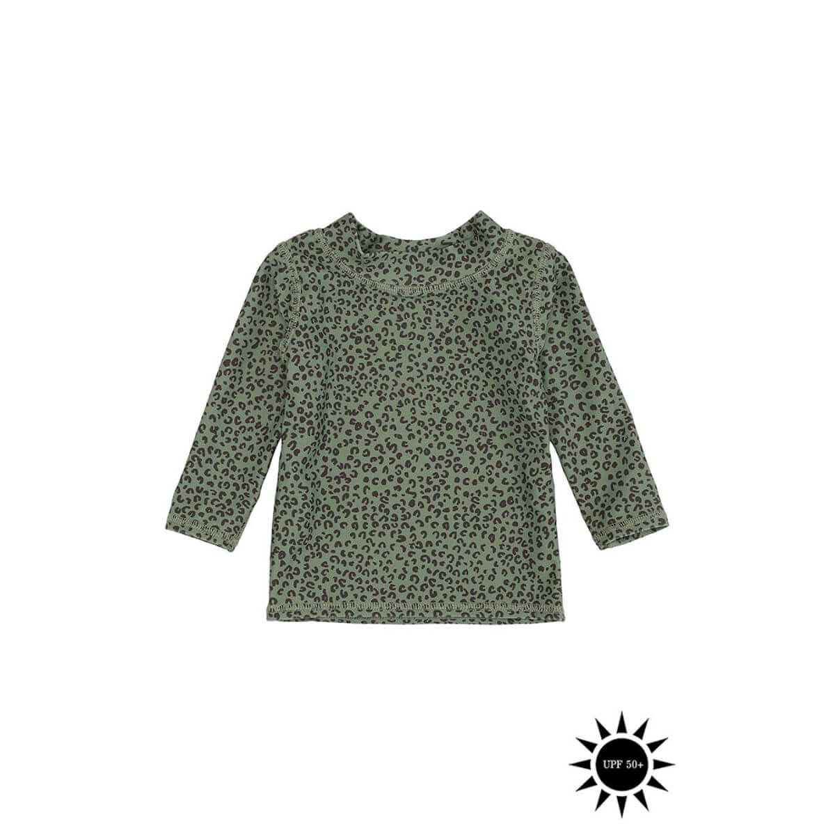 Soft Gallery - Badebluse Baby Astin Sun Shirt - Oil Green AOP Leospot - 92/2 år