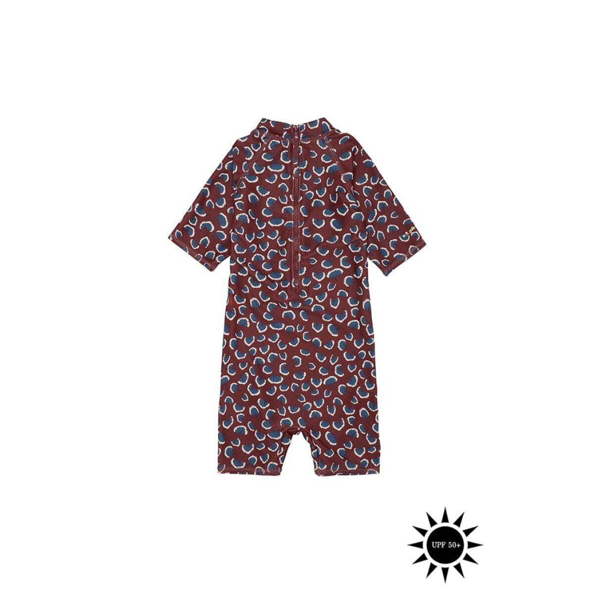 Soft Gallery - Badedragt Rey Sunsuit - Russet Brown AOP Coral - 7 år