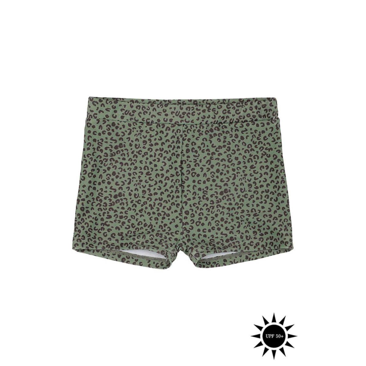 Soft Gallery - Badebukser Don Swim Pants - Oil Green AOP Leospot - 7 år