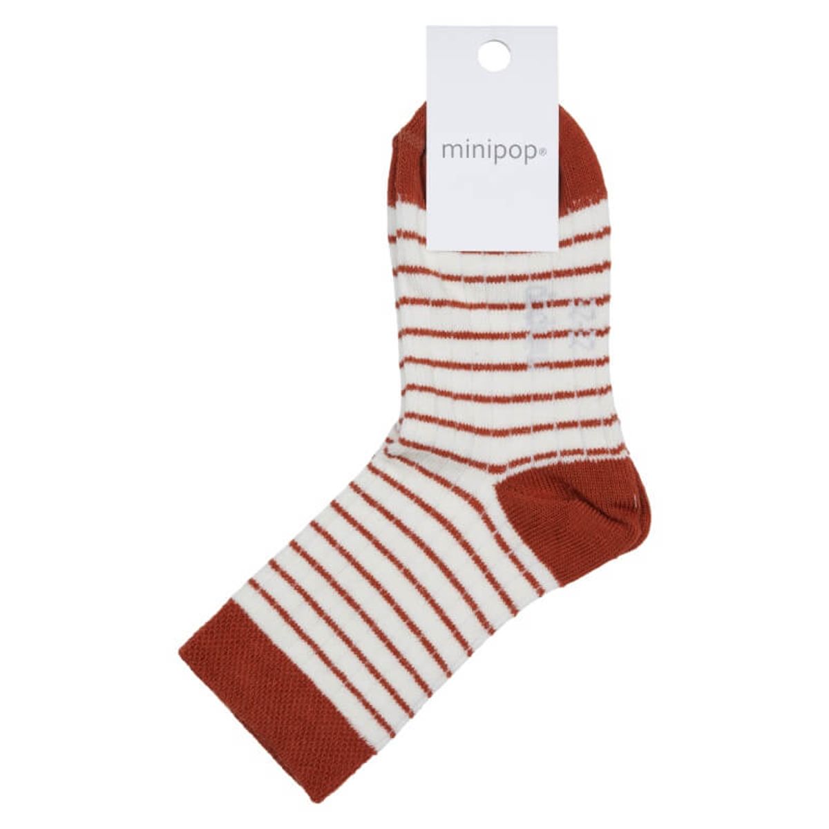 MiniPop - Bamboo Ankle Socks - Rust/Cream - 19-22 (1-3 år)