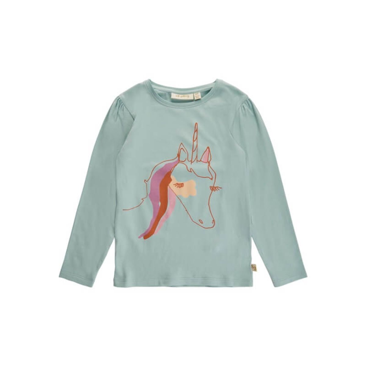 Soft Gallery - SGBella Puff Unicorn LS Tee - Blue Haze - 7 år