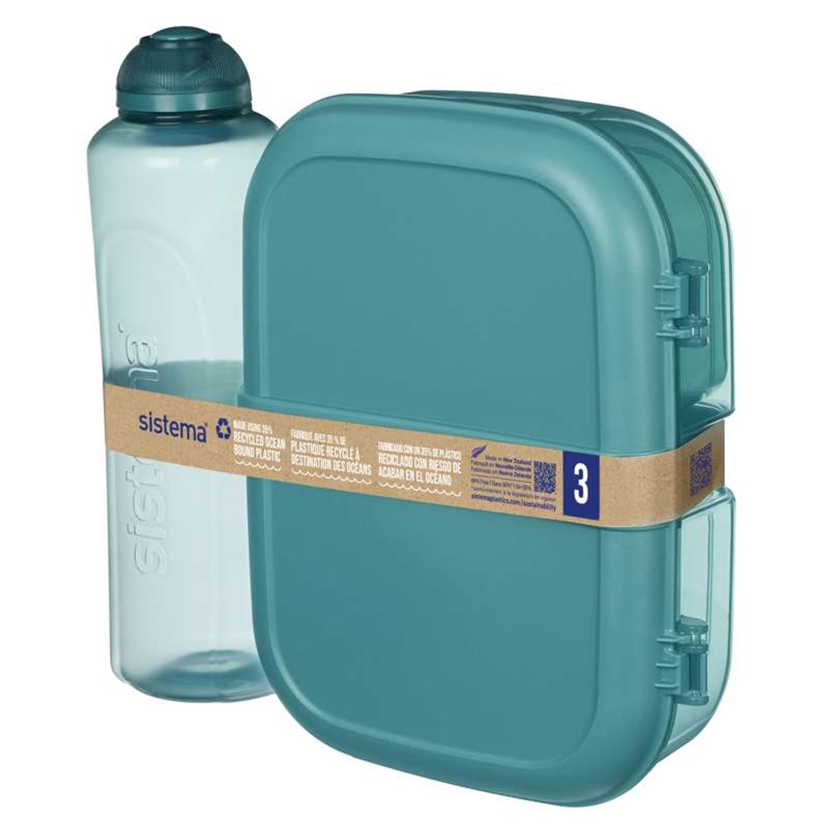 Sistema Ocean Bound Madkasse og Drikkedunk - Ribbon Lunch To Go - 1.1L - Teal Stone