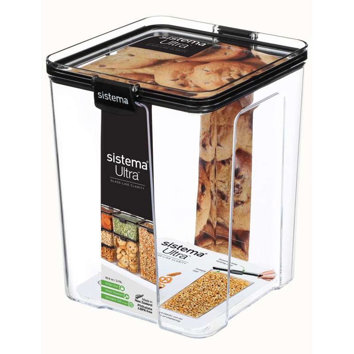 Sistema Madopbevaring - Tritan Ultra - Square - Large - 2.75L - Sort