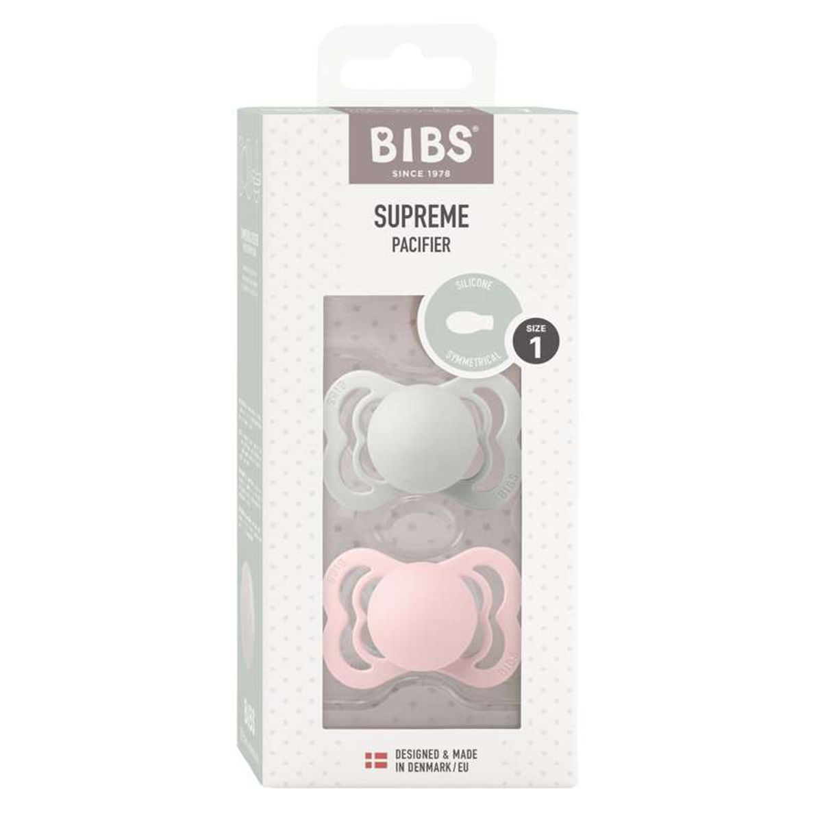 BIBS Supreme Sut - 2-Pak - Str. 1 - Silikone - Haze/Blossom