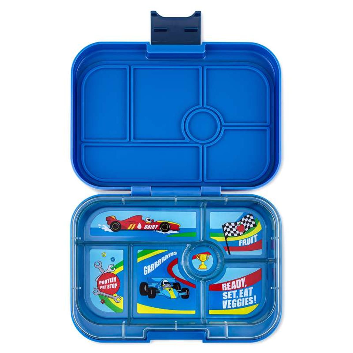 Yumbox Madkasse - Original - 6 rum - Surf Blue/Race Cars