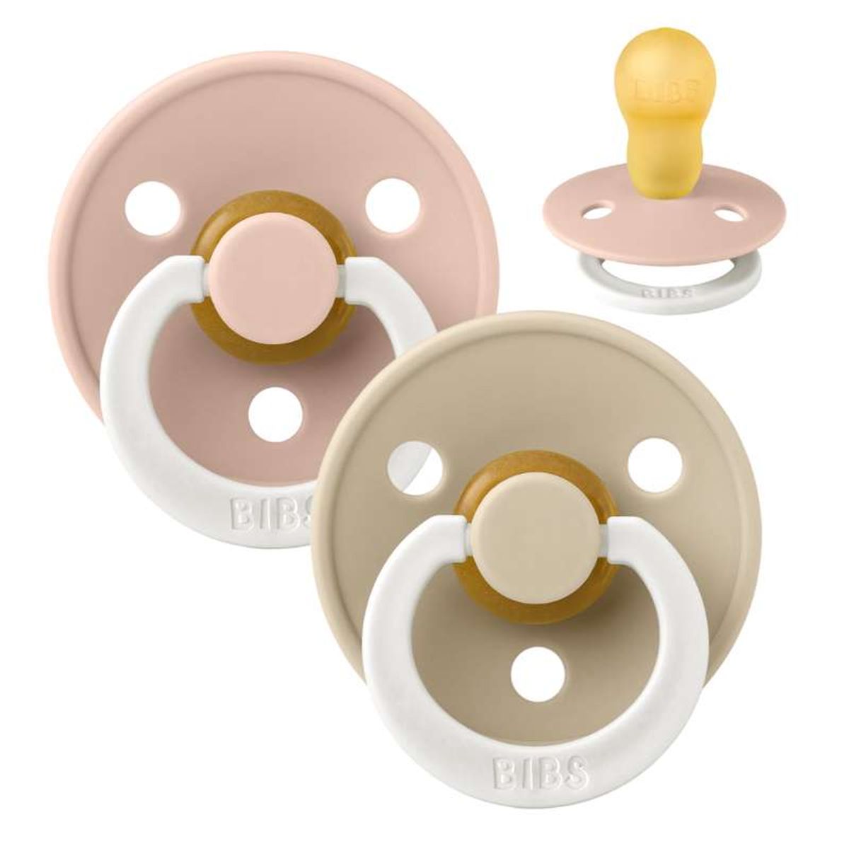 BIBS Rund Colour Sut - 2-Pak - Str. 3 - Naturgummi - GLOW - Blush/Vanilla