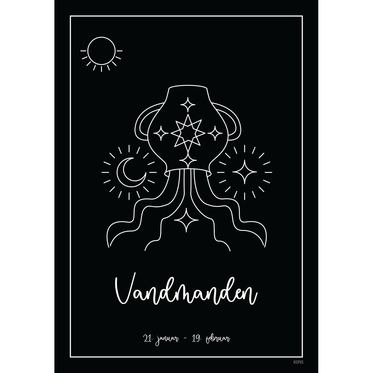 STJERNETEGN VANDMANDEN PLAKAT (21.01 - 18.02) - 30x40 / Sort