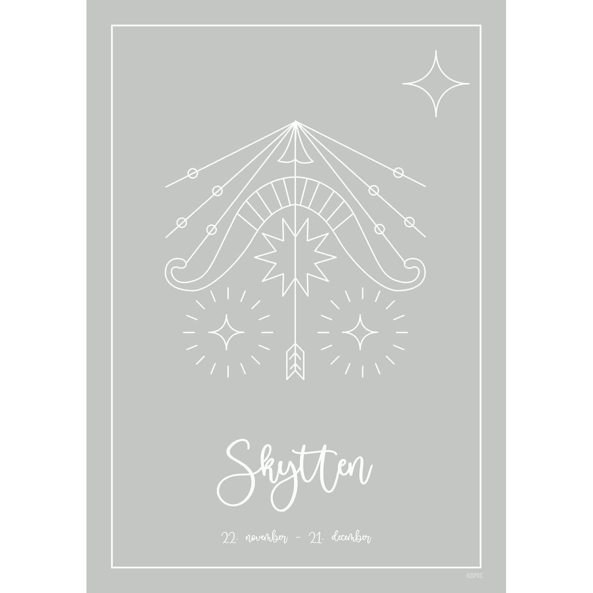 STJERNETEGN SKYTTEN PLAKAT (23.11 - 21.12) - 30x40 / Lysegrå