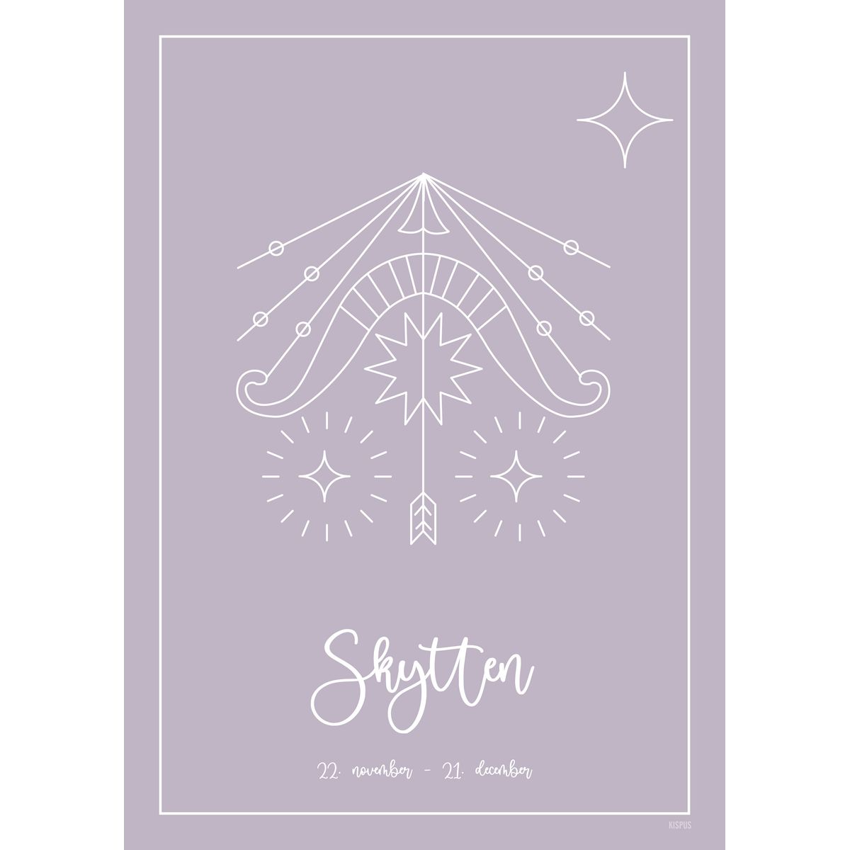 STJERNETEGN SKYTTEN PLAKAT (23.11 - 21.12) - 50x70 / Lilla