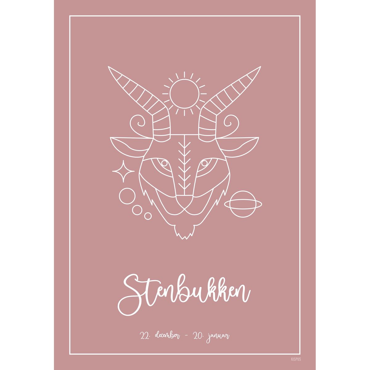 STJERNETEGN STENBUKKEN PLAKAT (21.12 - 19.01) - A4 / Blush