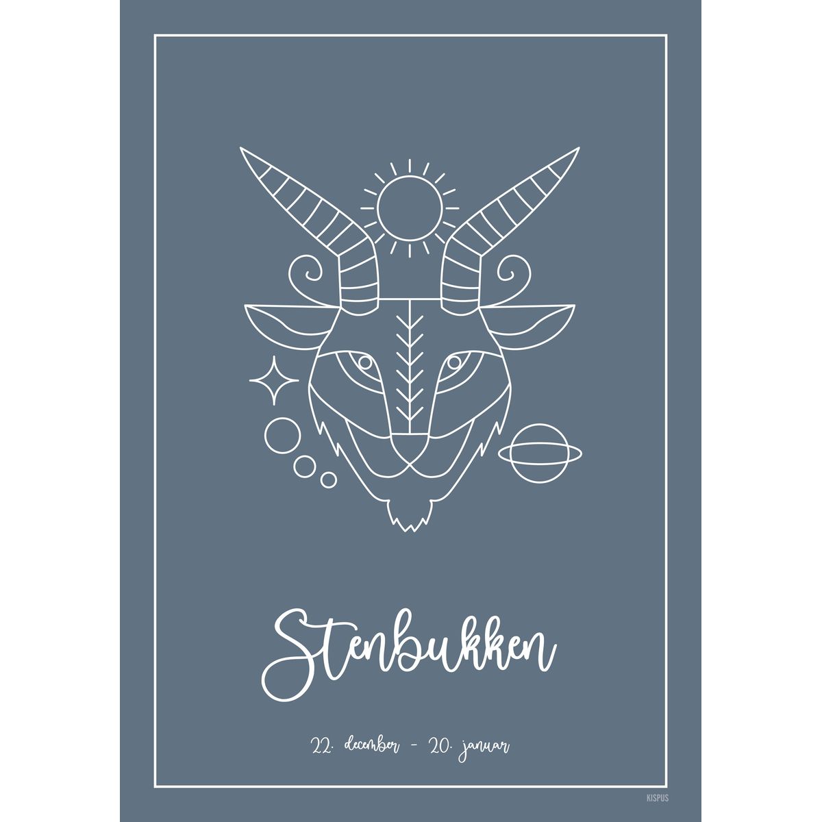 STJERNETEGN STENBUKKEN PLAKAT (21.12 - 19.01) - 50x70 / Blågrå