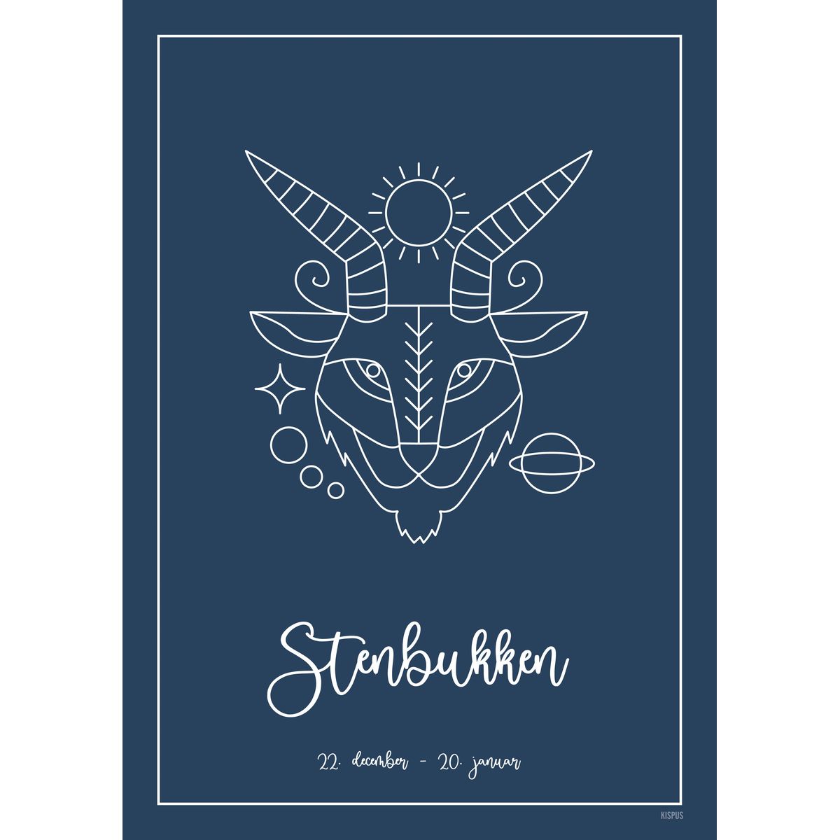 STJERNETEGN STENBUKKEN PLAKAT (21.12 - 19.01) - 50x70 / Mørkeblå