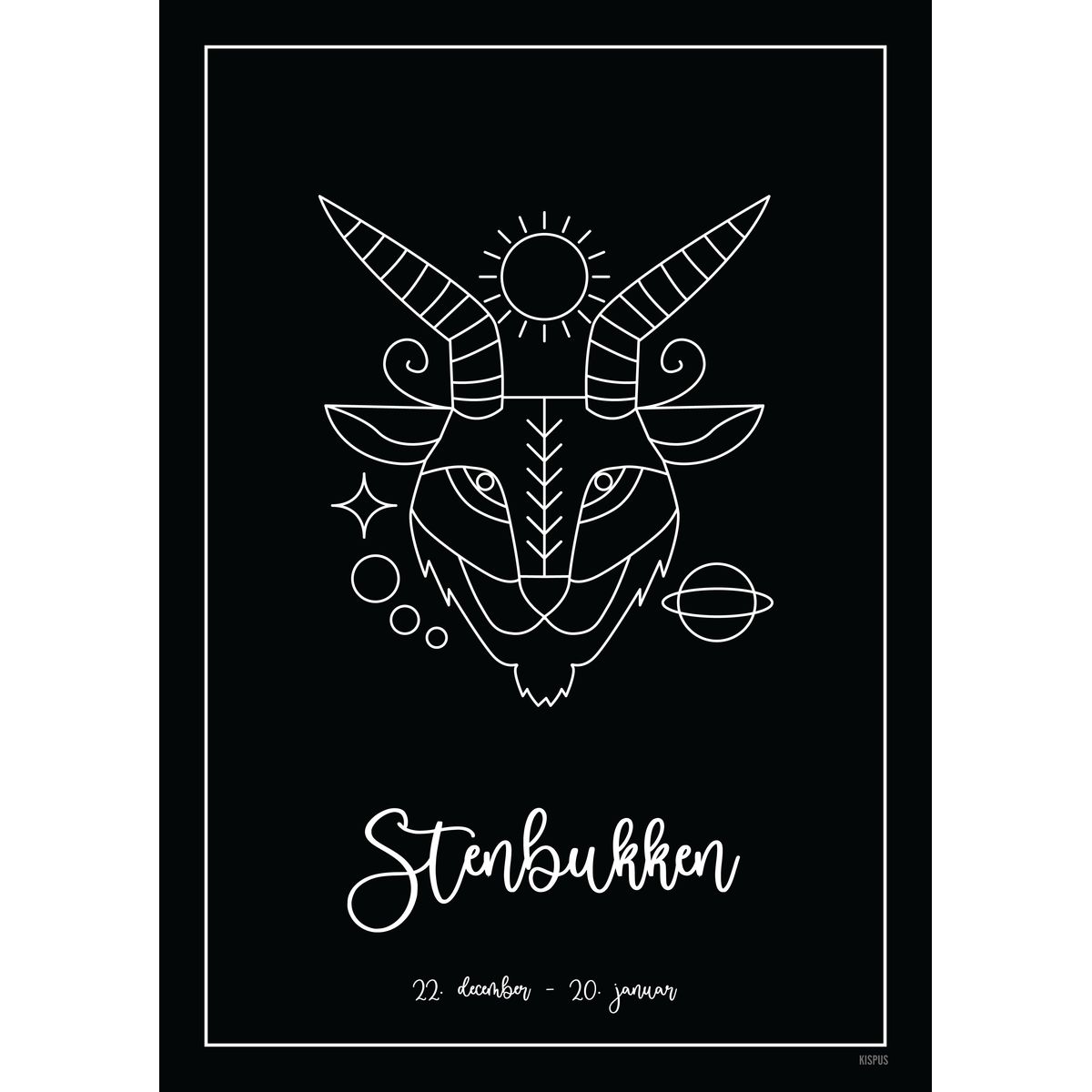 STJERNETEGN STENBUKKEN PLAKAT (21.12 - 19.01) - 50x70 / Sort