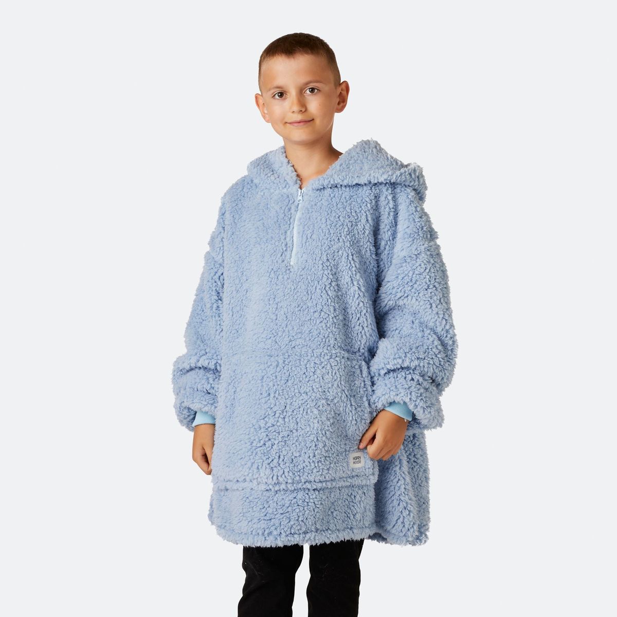 Børn | Blå Sherpa HappyHoodie Børn