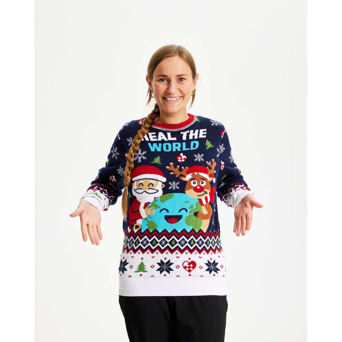 Årets julesweater: Heal The World Velgørenhed - dame / kvinder. Ugly Christmas Sweater lavet i Danmark