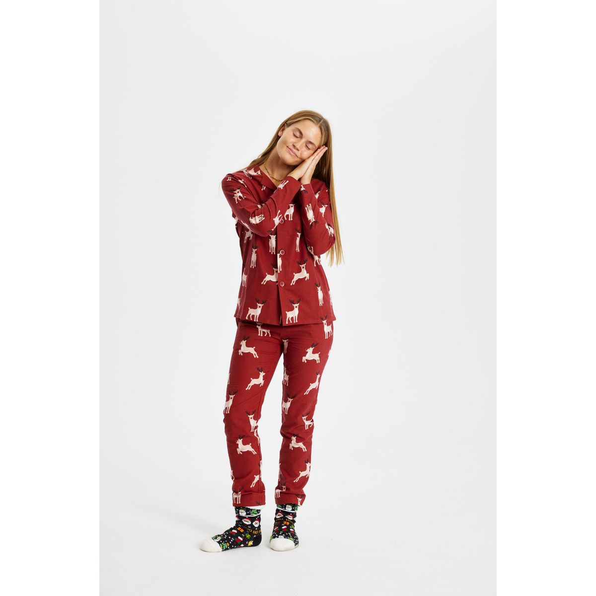 Rensdyr Julepyjamas Flannel - dame / kvinder.