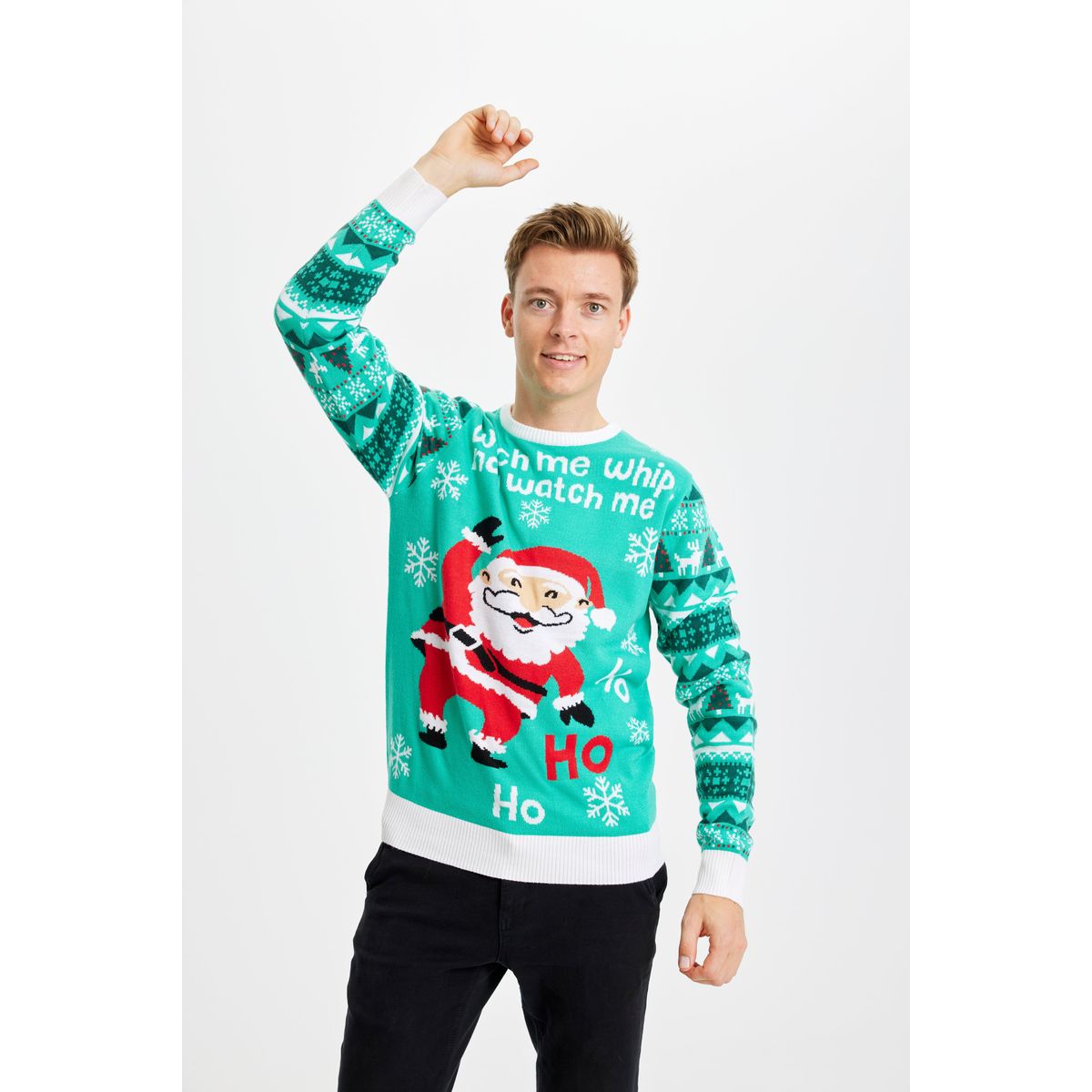 Årets julesweater: Watch Me Whip - herre / mænd. Ugly Christmas Sweater lavet i Danmark