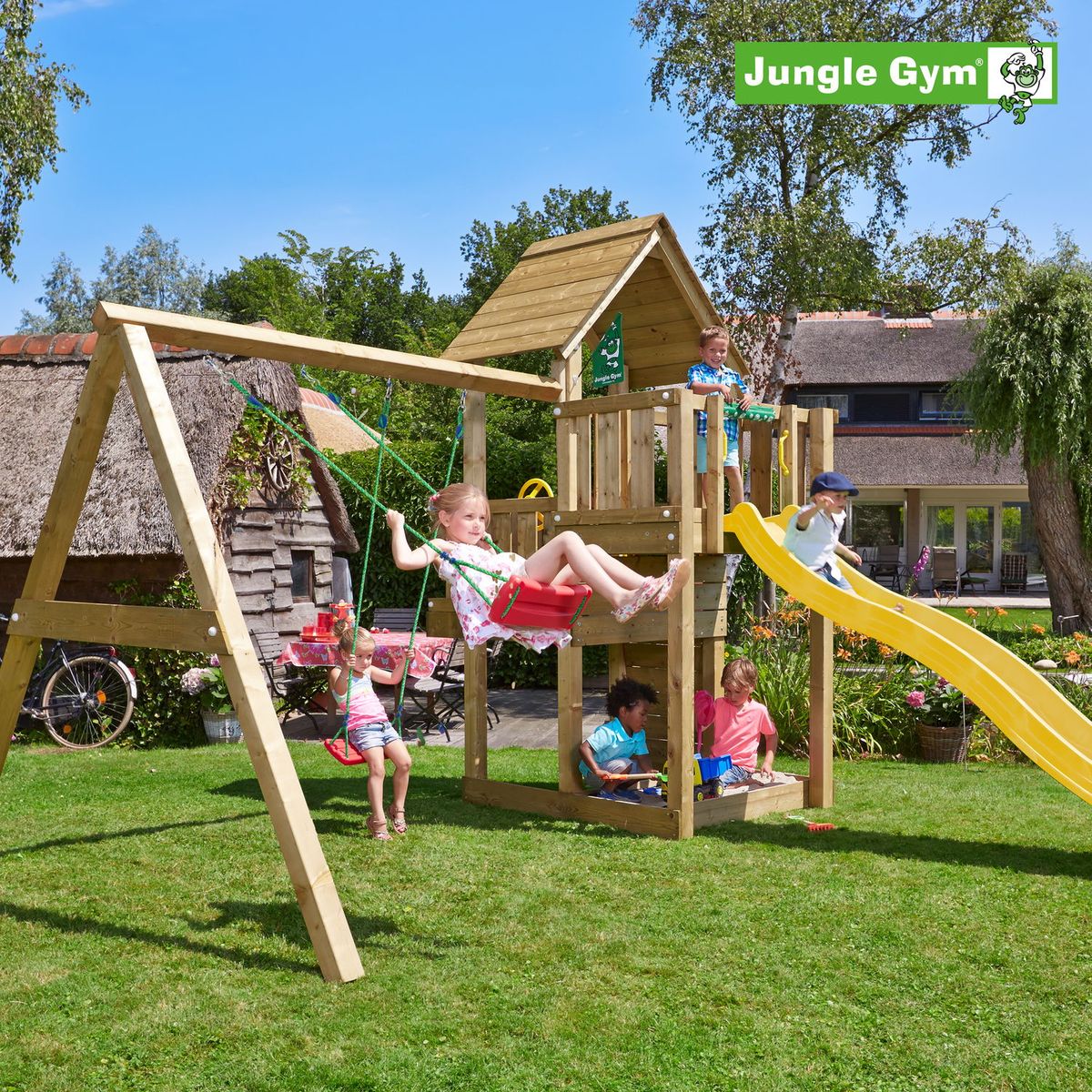 Jungle Gym Cubby legetårn komplet inkl. swing module xtra ekskl. rutschebane